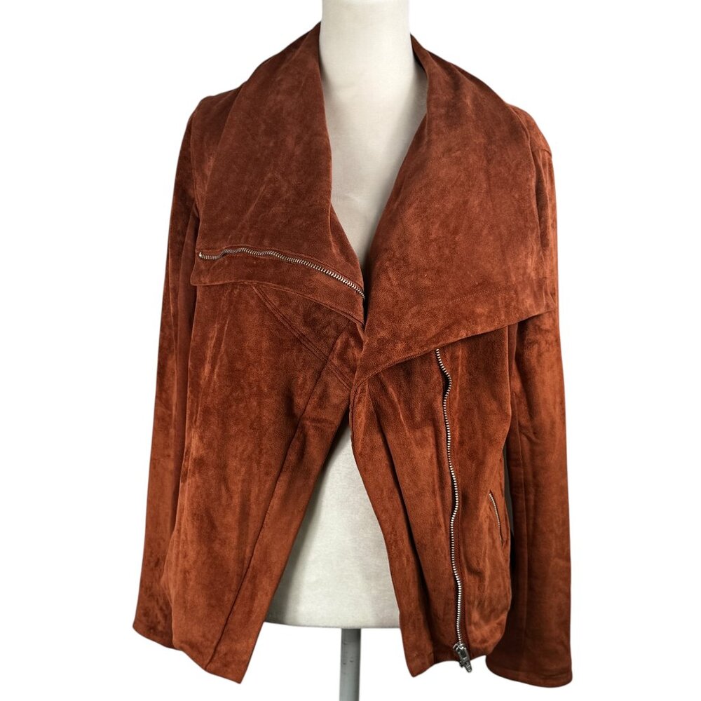 Beautiful! Blank NYC Suede-Like Oversized Collar Moto Jacket in Cinnamon…